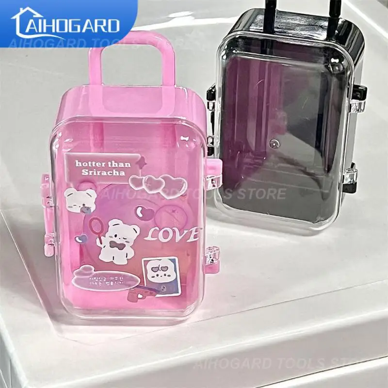 

Lovely Small Dollhouse Suitcase Transparent Visual Design Dustproof Mini Trolley Case Mini Wholesale Clutch Jewellery Box 1pc