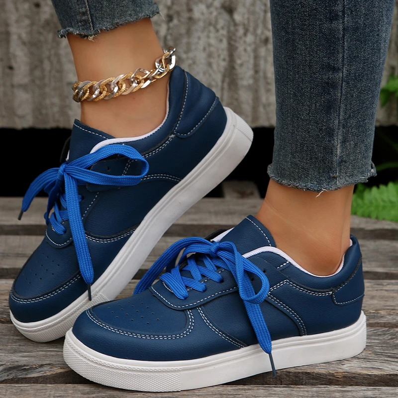 

Женские кроссовки из ПУ кожи, на шнуровке, с вулканизированной подошвой