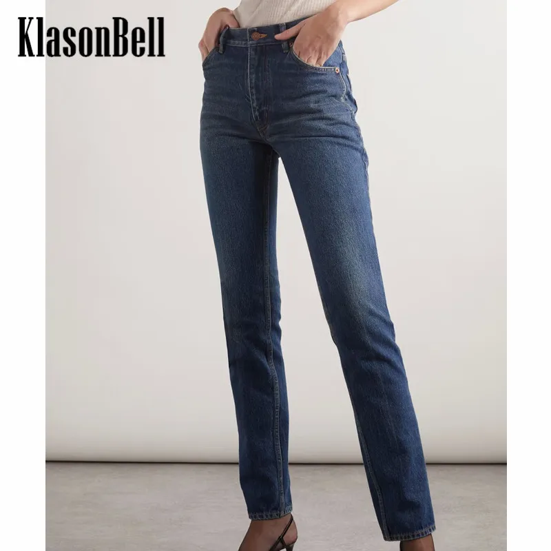 

7.31 KlasonBell Women Vintage Distressed Washed Denim Slim Pencil Jeans Women
