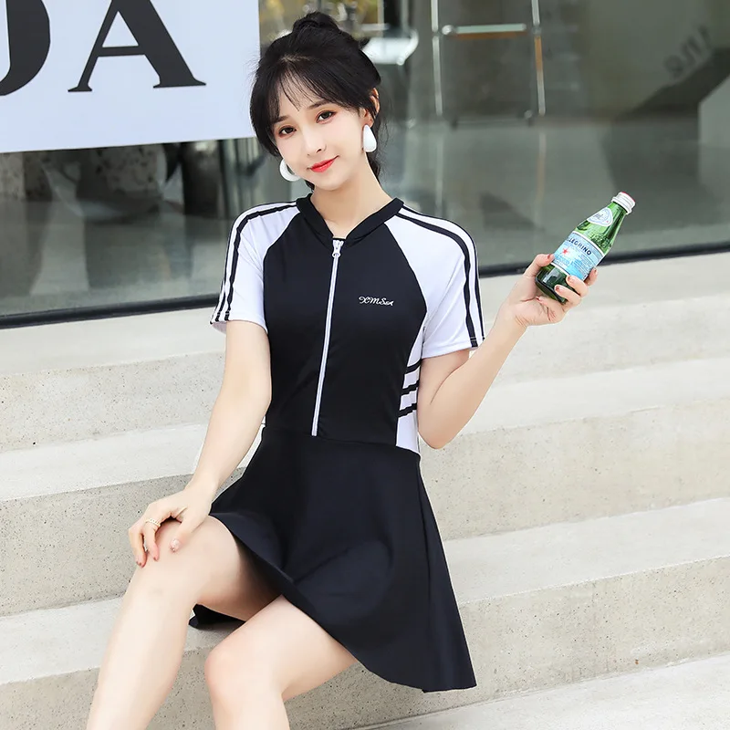 

2023 Short/Long Sleeve Swimwear Female Beachwear Summer 2 Piece Swimsuit with Skirt Women Bodysuit Bathing Swimming Suits
