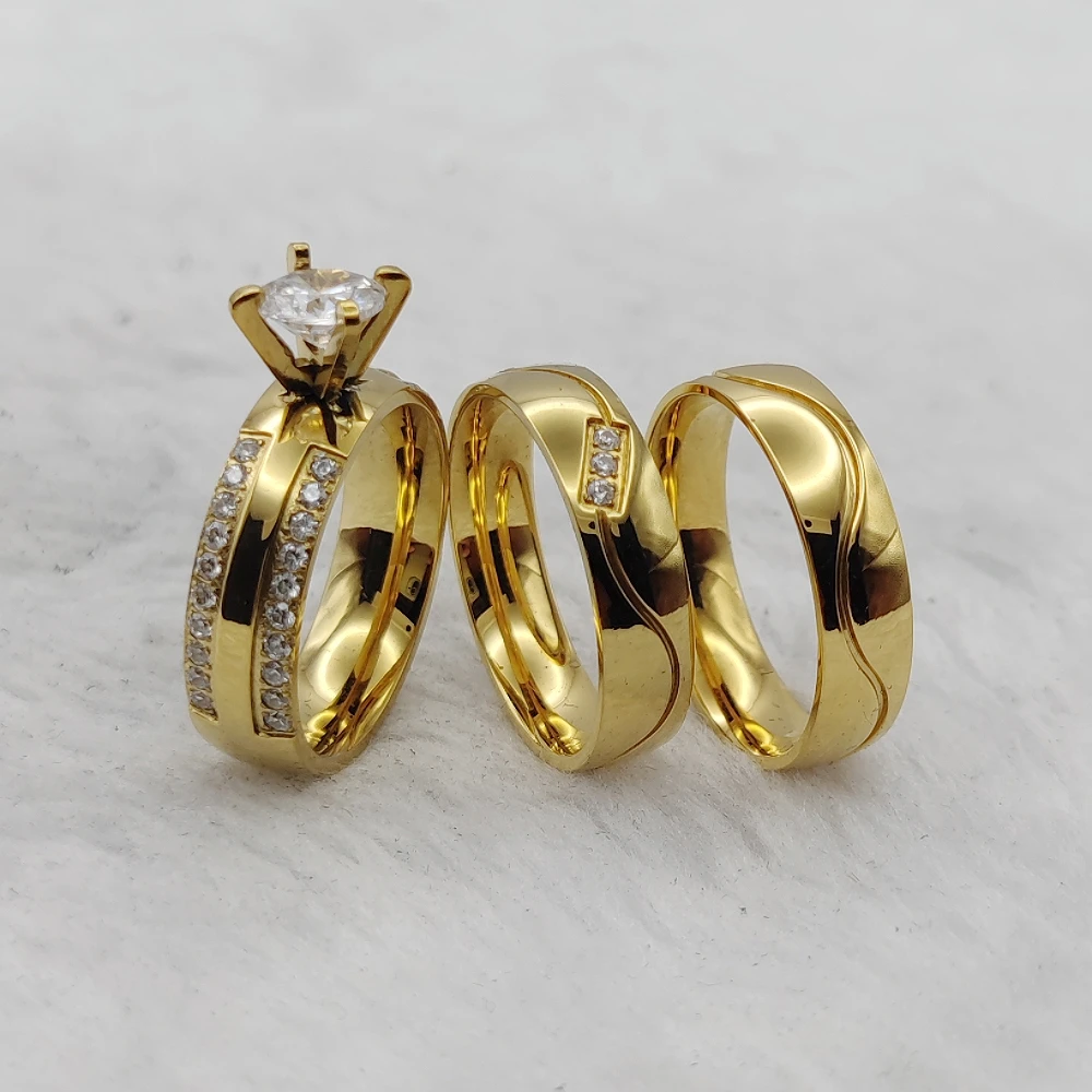 3 шт. впечатляющие титановые ювелирные изделия 22 К позолоченные обручальные