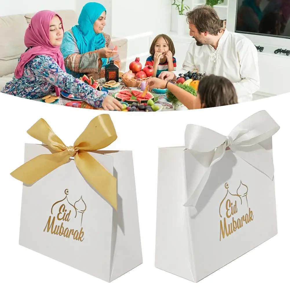 

Eid Al Adha Golden Gift Packaging Box Muslim Islamic Decoration Candy Kareem Party Happy Festival Ramadan Iftar Box M4A5