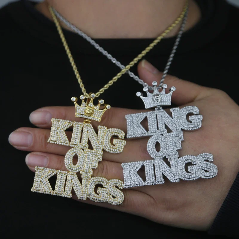 Сверкающее ожерелье с кулоном в виде буквы короля цирконом микро-ПАВЕ кубический
