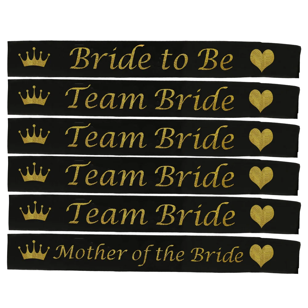 

6 PCS Team Bride to be Sashes Bridal Shower Bachelorette Party Sash Hen Night Mother of the Bride Maid of Honour Ribbon Sash