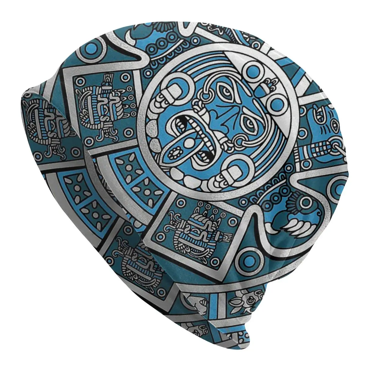 Серебряная теплая шапочка с календарем Mayan Aztec ветрозащитные повседневные