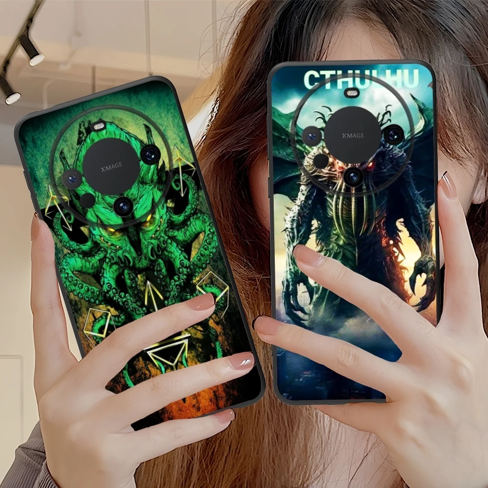 Myth Cthulhu Mobile Cell Phone Case for Huawei Mate 60 50 40 30 20 10 Pro Plus Lite E 5G Black Soft Cover Shell