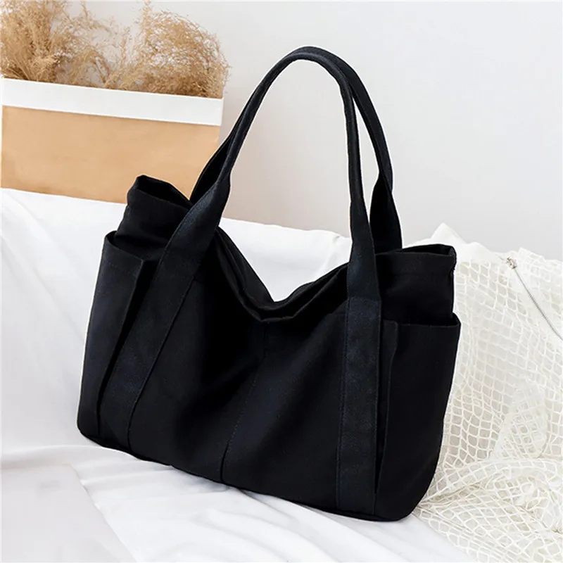 Новая Холщовая Сумка с несколькими карманами женская школьная сумка-тоут