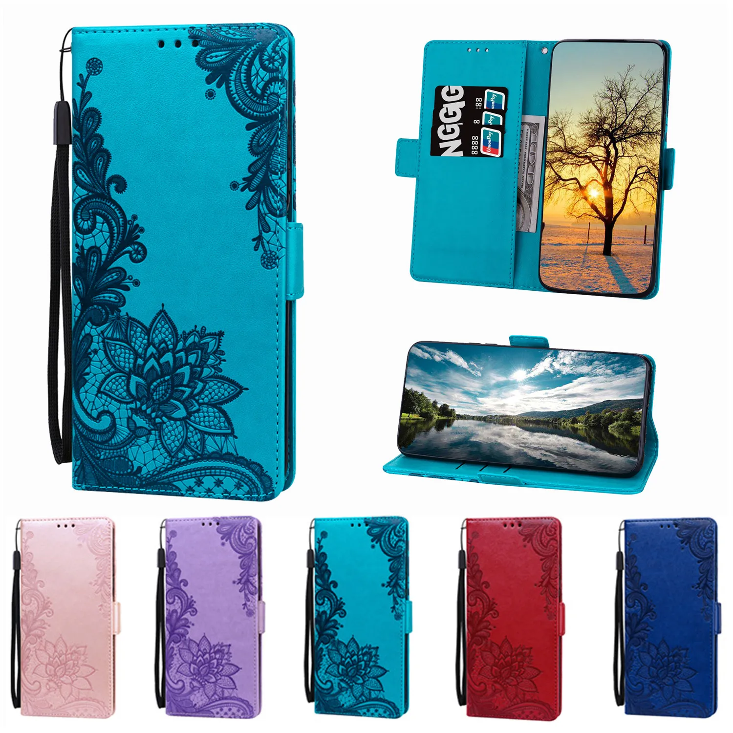 Роскошный чехол-книжка с тиснением для телефона Samsung Galaxy S20 S21 FE S22 Plus S23 S24 Ultra M30S M31S