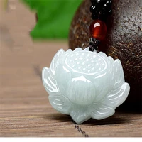 hot selling natural hand carved jade bean colorlittle lotus necklace pendant fashion accessories men women luck gifts amulet