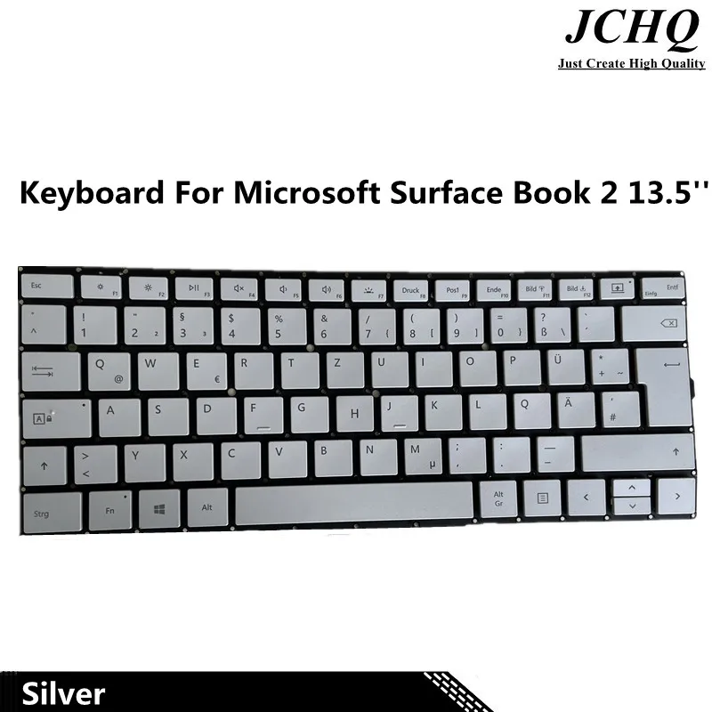 Клавиатура JCHQ для Microsoft Surface Book 2 13 5 дюймов 1834 1835 Германия серебристая