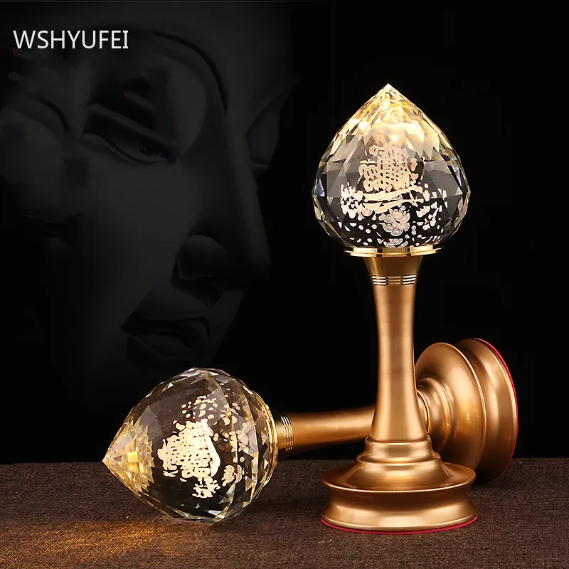

Buddhist Supplies LED Crystal Lotus Lamp Buddhist Hall Enshrines The Everlasting Lantern Living Room Decoration Home Accessories