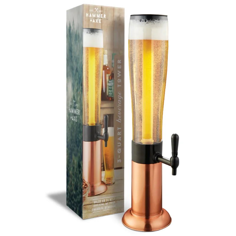 

Beer Tower Drink Dispenser Tube to Keep Beverages Ice Cold, Perfect for Parties and Gameday, Home Bar Accessories,