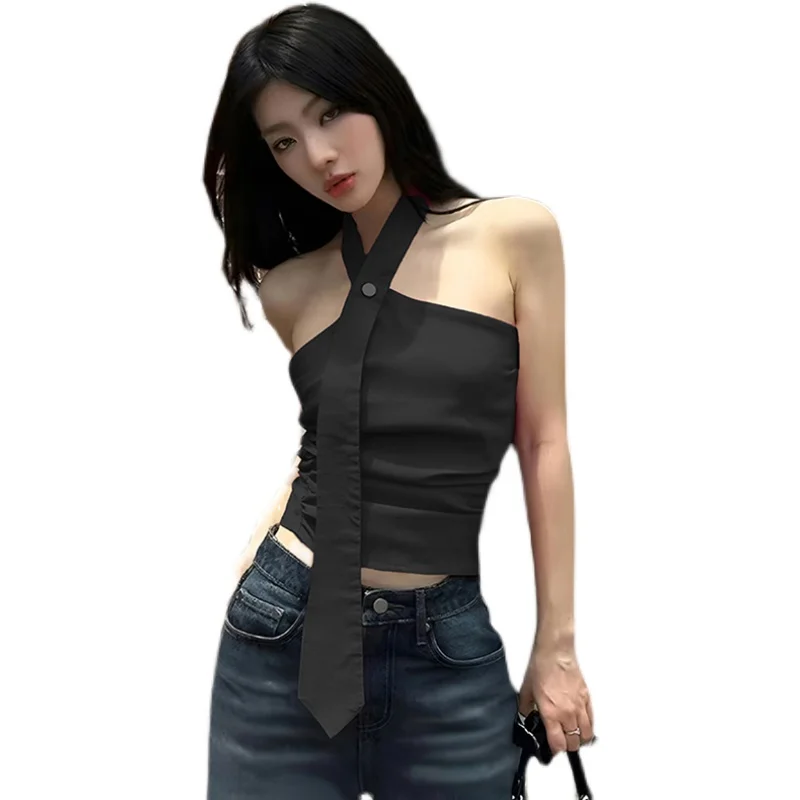 # Sisjuly Sweet and Spicy Street Shot Girl Temperament Slim fit Hanging Neck Sling Women Design Sense Простая и универсальная