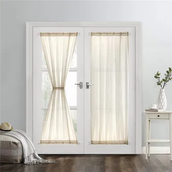 Semi Shading Exterior Door Curtains for Living Room Blackout Thermal Insulated Fabric Rod Pocket Drapes 1 Piece