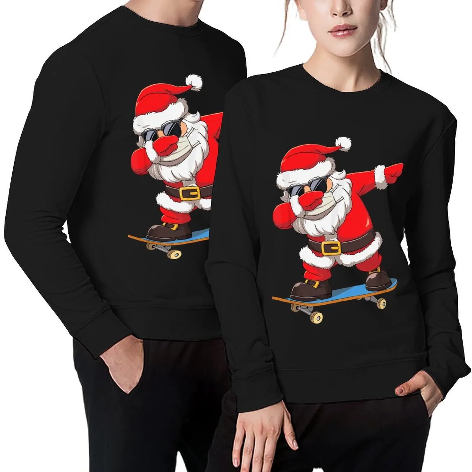

Cotton Dabbing Santa Claus Skate Skateboard Christmas Men Casual Thickened Adult Fleece Crewneck Sweatshirt Pullover Hoodies