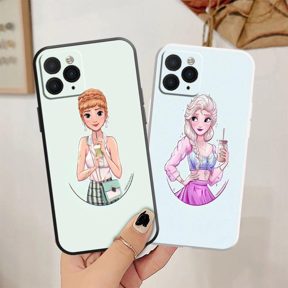 

Cinderella Elsa Phone Case For Apple iPhone 13 12 11Pro Mini X XR XS Max 6 7 8 Plus SE 2020 Silicon Soft Ariel White Back Cover