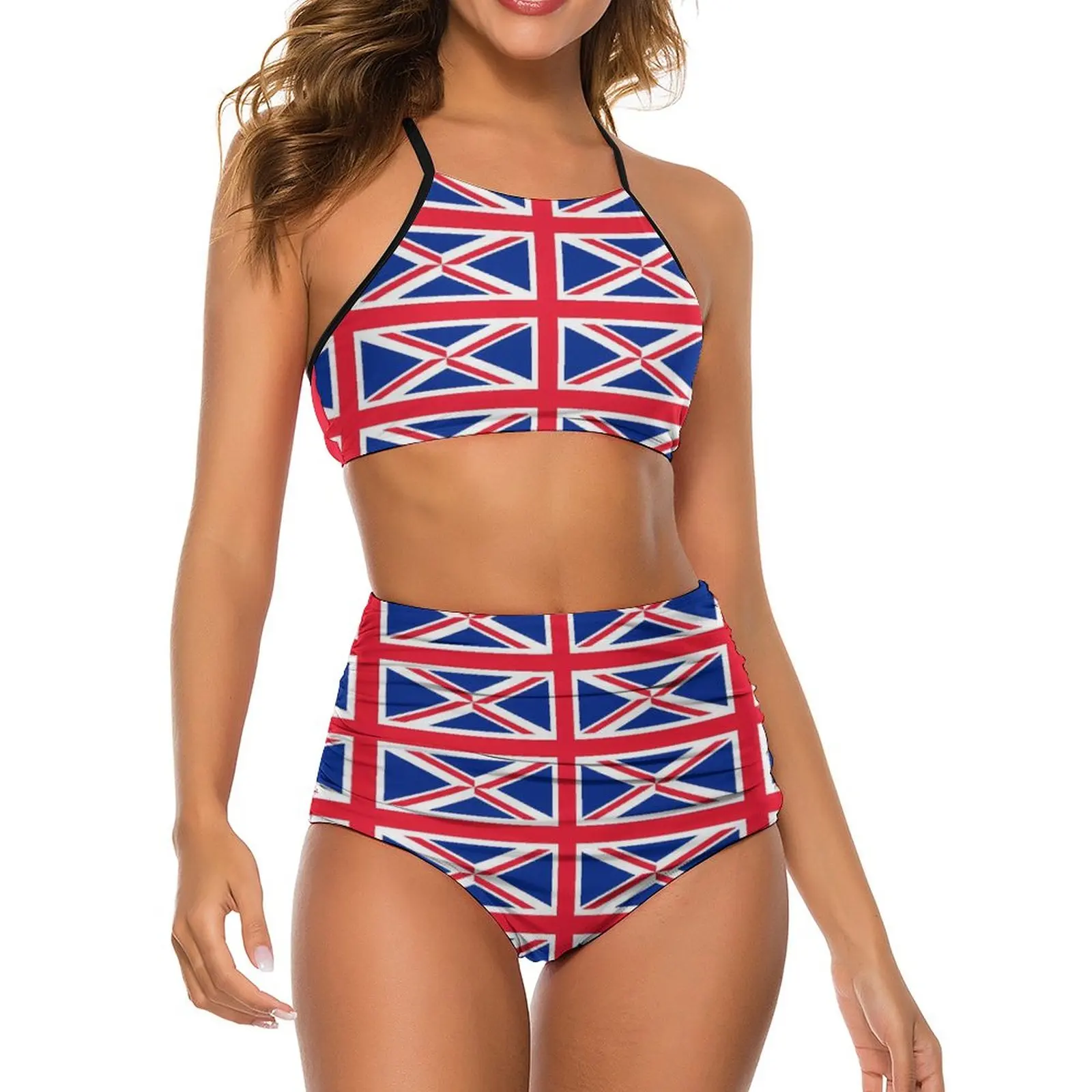 

British Flag Bikini Set Union Flags Print Push Up Bikini Swimsuit Sexy High Waisted Swimwear Swim Design Retro Feminine Bikinis