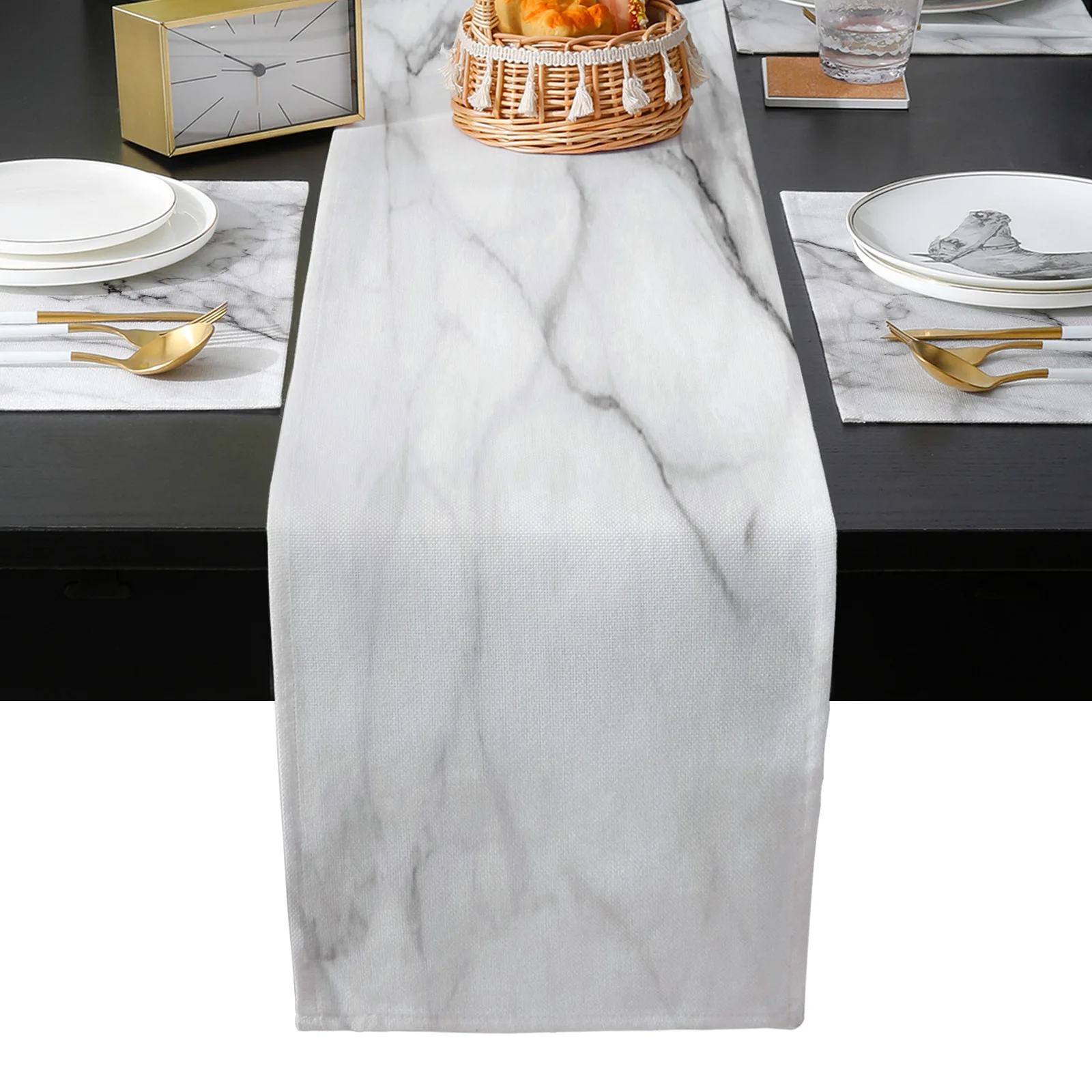 

Grey Marble Pattern Table Runners Coffee Table Decor Festival Dining Table Accessories Tablecloth Placemat