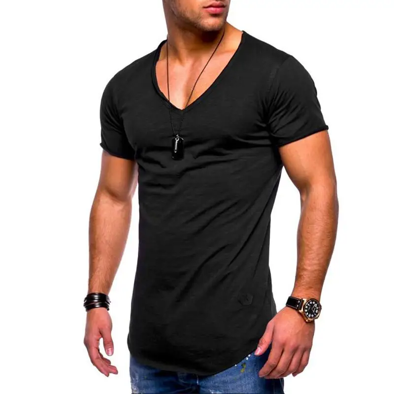 

A1906 Mannen Tops Tees Aangekomen Diepe V-hals Korte Mouw Heren T-shirt Slim Fit T-shirt Mannen Skinny Casual Zomer tshirt