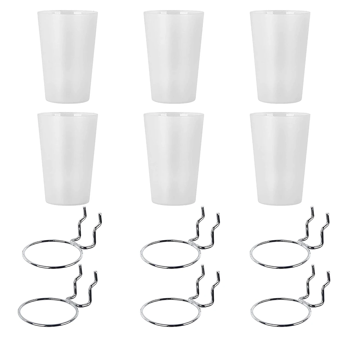

6 Sets Pegboard Bins with Rings Style Pegboard Hooks with Pegboard Cups Pegboard Cup Holder Accessories Transparent