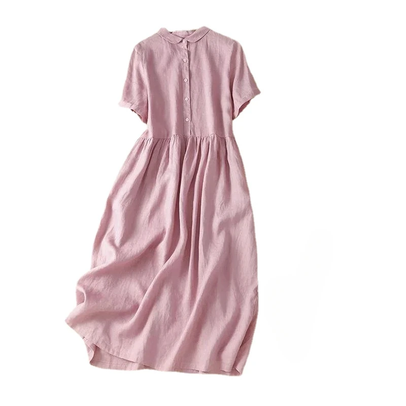 Женское летнее однотонное Повседневное платье-пуловер с коротким рукавом