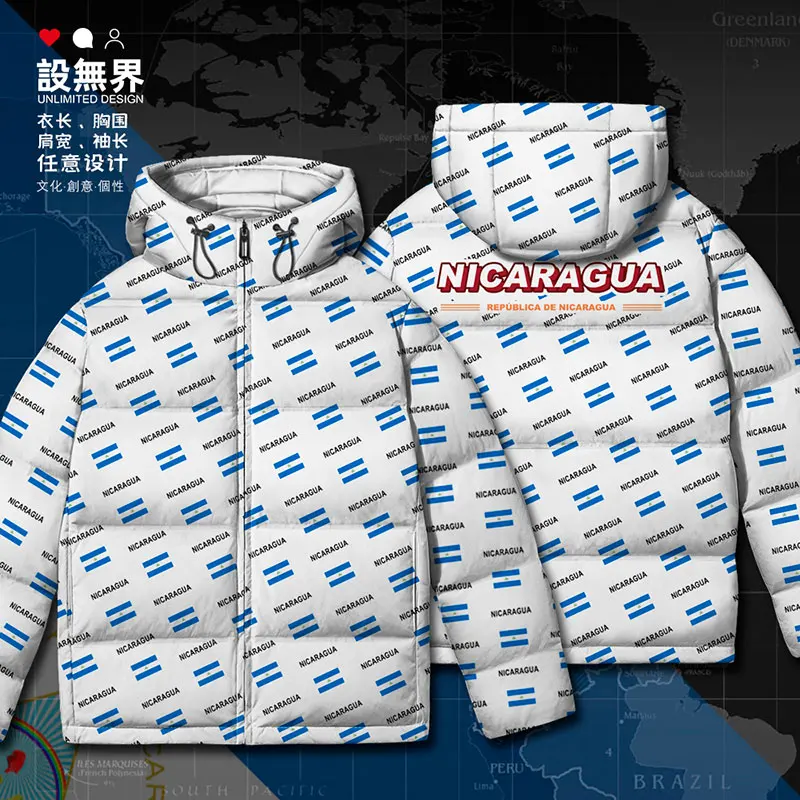 Никарагуа Никарагуанский флаг страны белого утиного пуха куртки мужская одежда