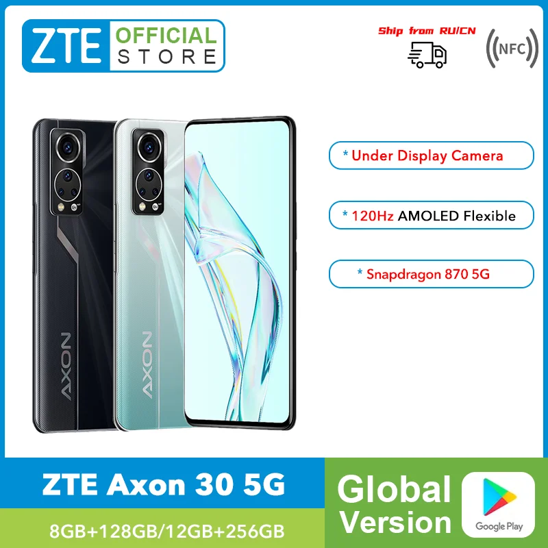 Глобальная версия Смартфон ZTE Axon 30 5G Камера под экраном 6 92-дюймовый AMOLED-дисплей с