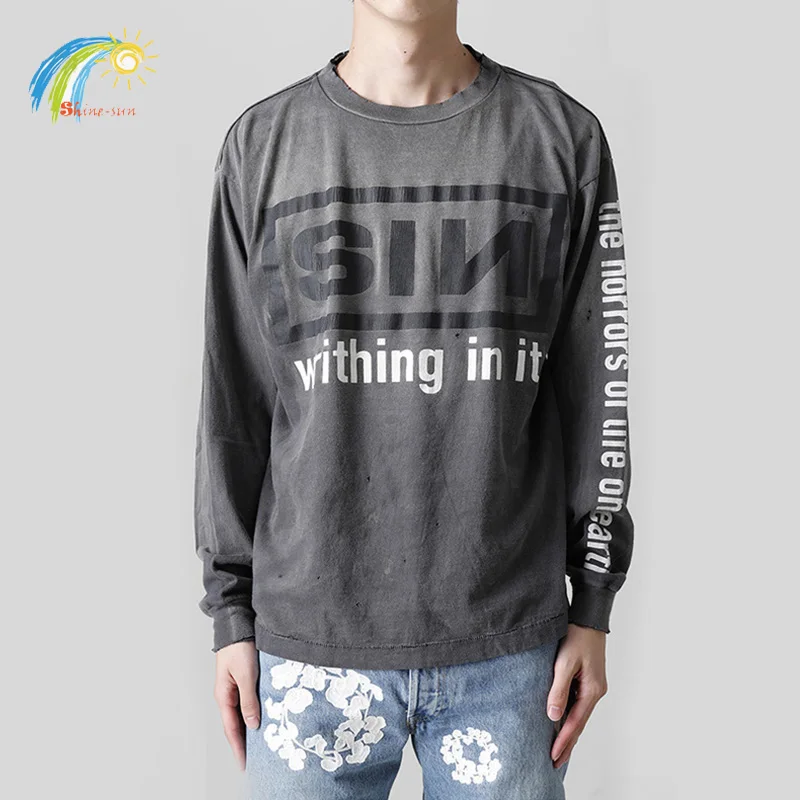 Футболка Мужская/женская оверсайз из плотной хлопковой ткани винтажная промытая