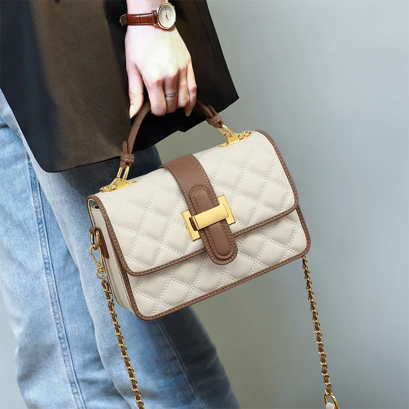 Women's Bag New Style Bag Chain Crossbody Bag High Grade Light Luxury Leather Handheld Small Bag Women's Handbag Clutch Purse