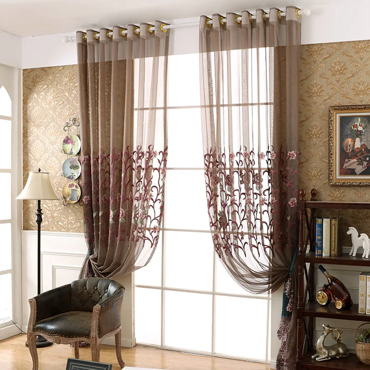 

Curtains for Living Room Dining Bedroom Factory Direct Selling European-style Purple Rope Embroidery Embroidery Thickening