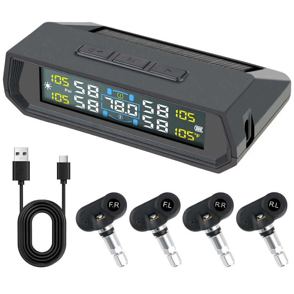 

Универсальная Система Контроля Давления В Шинах Автомобиля (TPMS) С USB/солнечной Батареей, Автоматическая Сигнализация, Дисплей