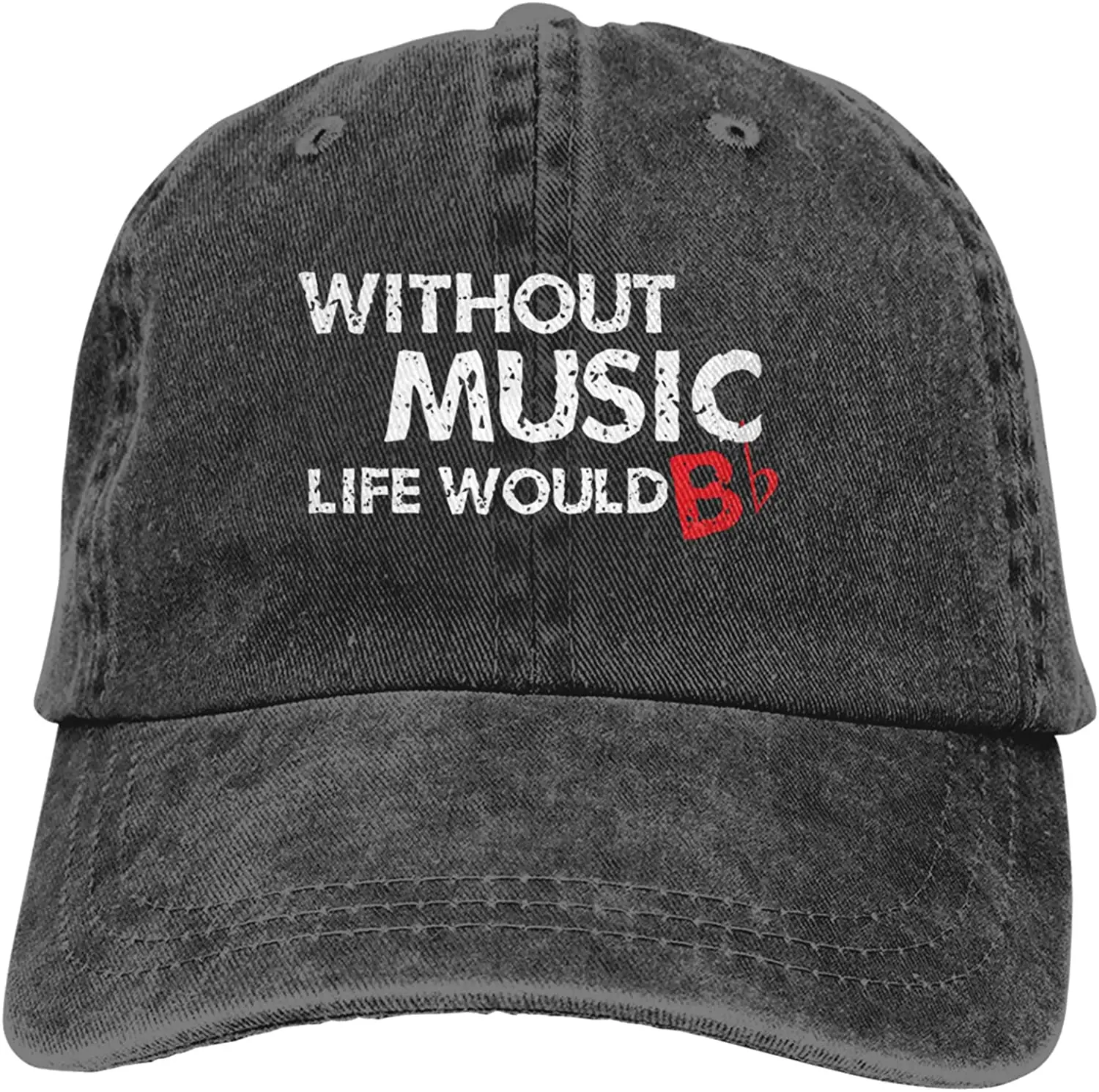 

Denim Cap Without Music Life Would B Flat Baseball Dad Cap Classic Adjustable Casual Sports for Men Women Hats