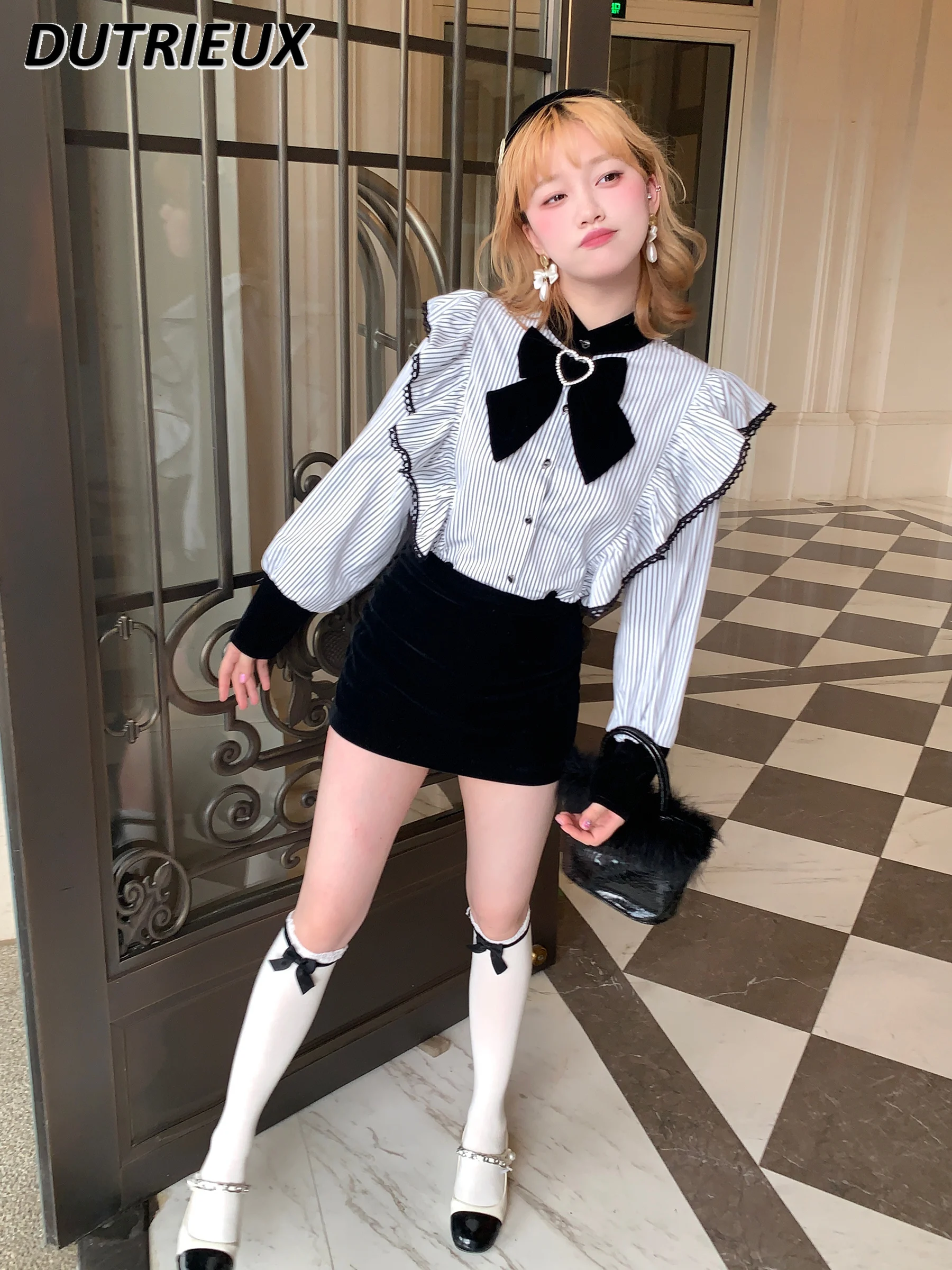 

Lolita Style Sweet Cute Long Sleeve Top for Women Princess Casual Shirt Japanese Style Spring Autumn Elegant Blouse Female