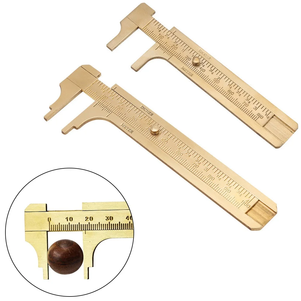 

Double Scale 80/100mm Sliding Gauge Vernier Caliper Copper Ruler Solid Brass Non-magnetic Millimeter/Inches Measuring Tool