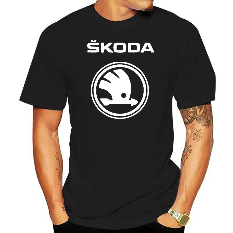 

Модные летние мужские футболки с логотипом автомобиля Skoda, повседневная хлопковая футболка высокого качества с короткими рукавами и принто...