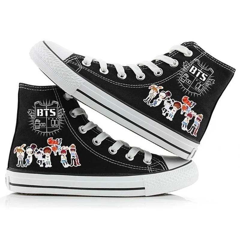 

Korea Kpop Boys Group BTSs Canvas Sneakers High-top Casual Shoes for Kids Youth