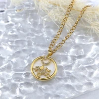 2021 fashion unicorn zircon copper necklaces women small stainless%c2%a0steel chain necklace jewelry cadenas mujer nc151s07