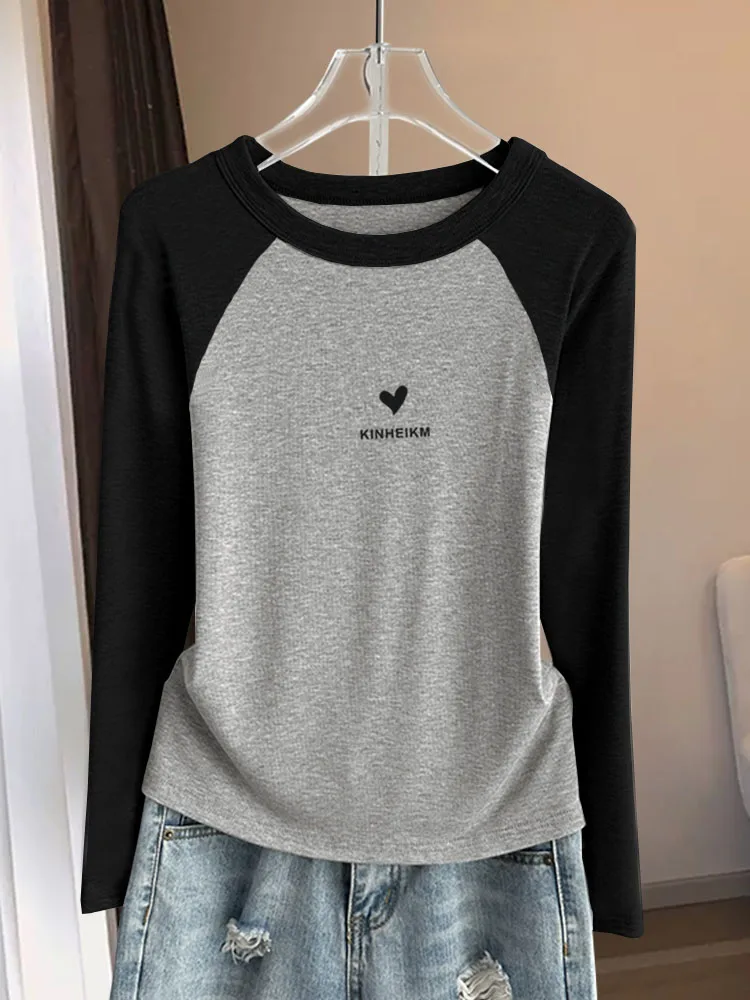  Design Sense Shoulder Color Matching Pure Cotton Long sleeves Shirt Women Maillard Versitile Fashion Slim fit