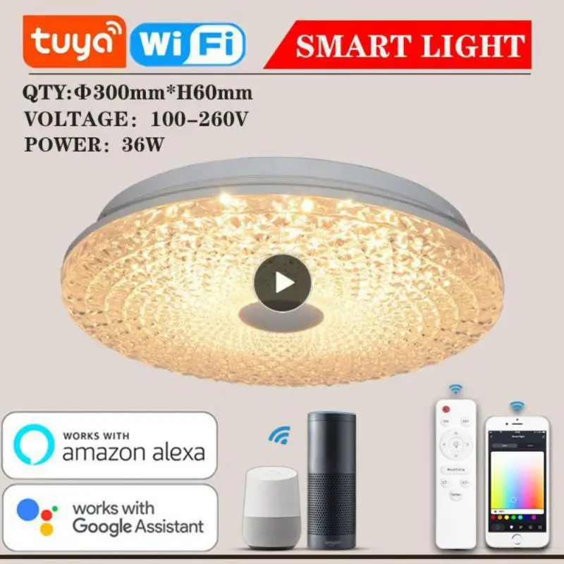 

Intelligent Ceiling Light Room Decoration 100-265v Rgbcw Wifi Led Ceiling Lamp Music Dimmable Voice Control Tuya App Smart Lamp