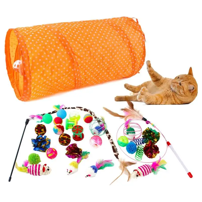 

Toys For Cats Mouse Shape Balls Chats Toys Foldable Cat Play Tunnel Set 30 Pcs Funny Balls Cat Indoor Play Supplies