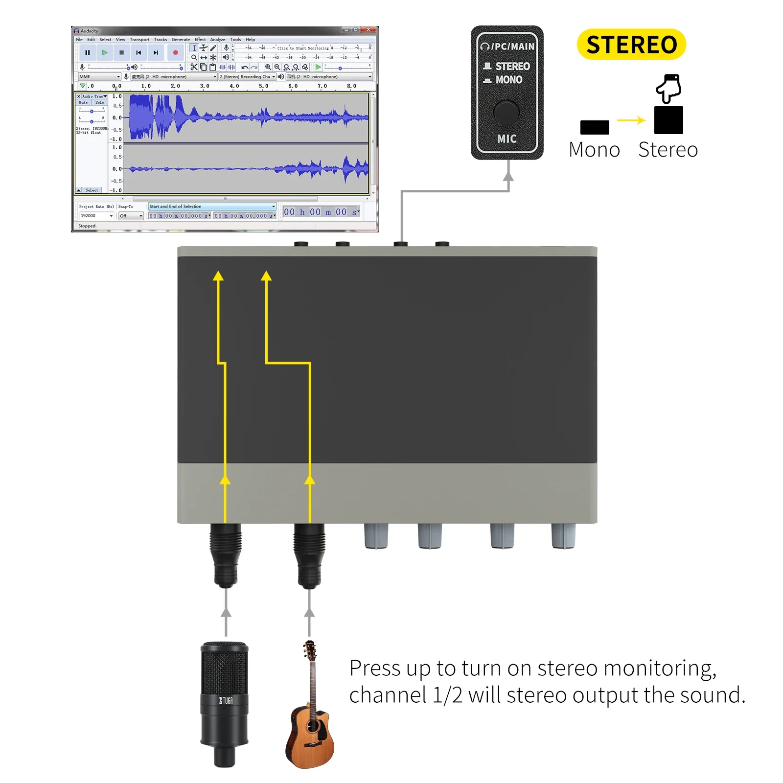 XTUGA E22 Профессиональный микшер звуковой карты Аудиоинтерфейс Звуковая карта с
