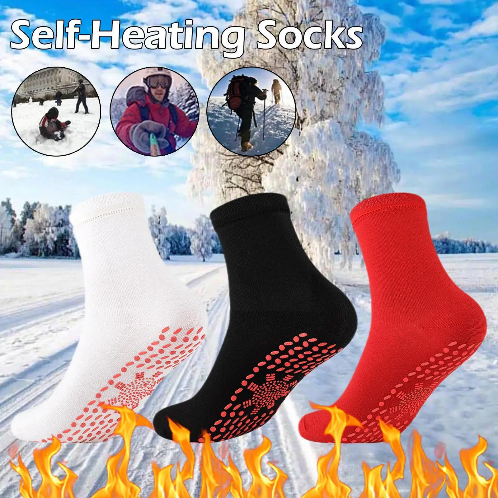 

1 Pair Men Women Non-slip Self-heating Socks Therapy Fever Tired Socks Warming Socks Winter Health Relieve P6G6
