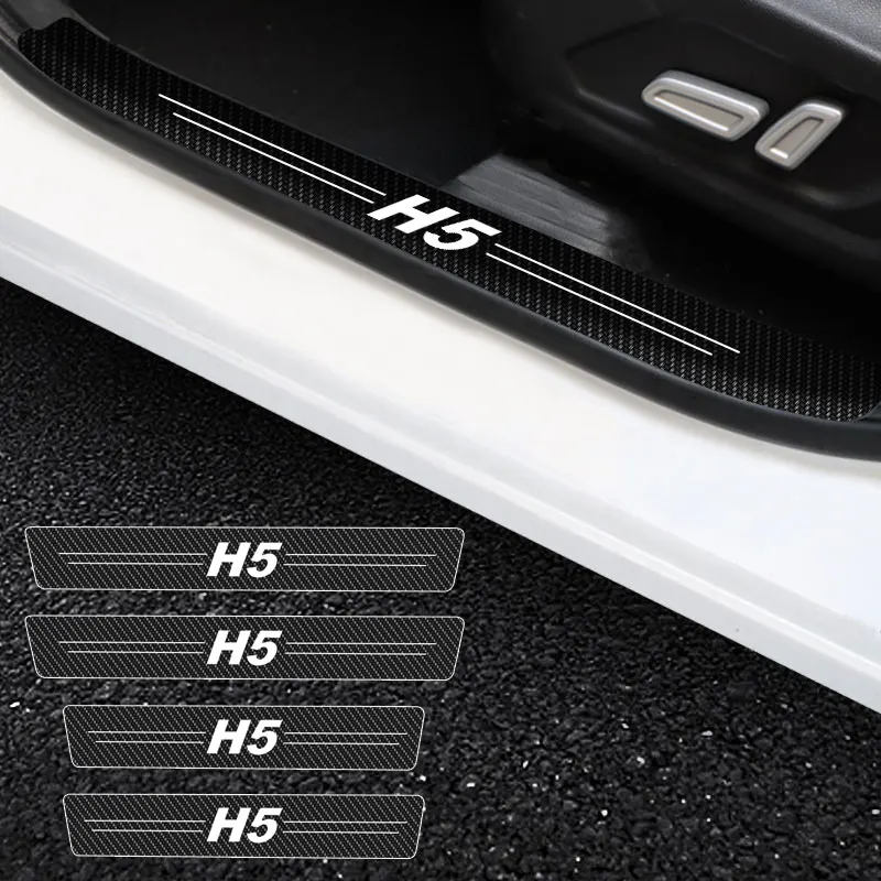 

4X Car Stickers Anti Scratch For Haval H5 Logo Door Sill Protector ​Car Threshold Protection Carbon Fiber Car Stylin