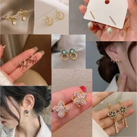 vintage jewelry women pearl dangle flower geometric drop earrings birthday gift