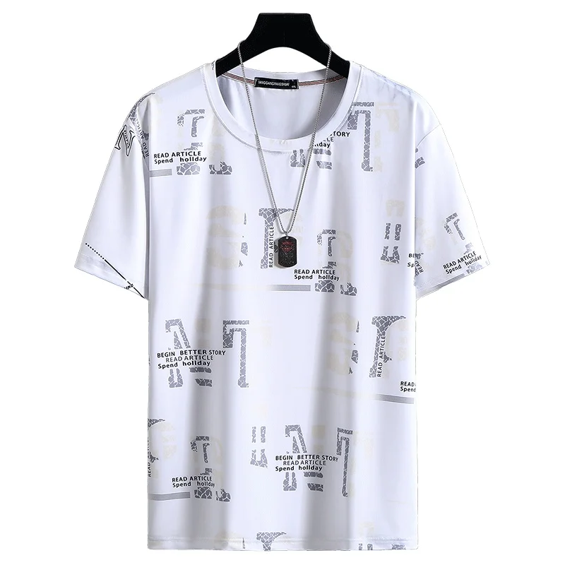

summer Men ice digital short sleeve T-Shirts Large Size 8XL 9XL 10XL 11XL 12XL big size tees Home casual Loose Tops black 150KG