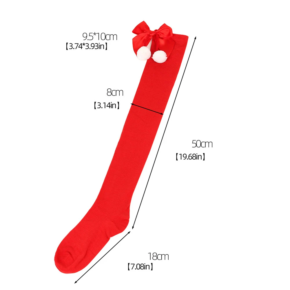 Рождественские длинные носки с бантом 50 см выше колена женские праздничные