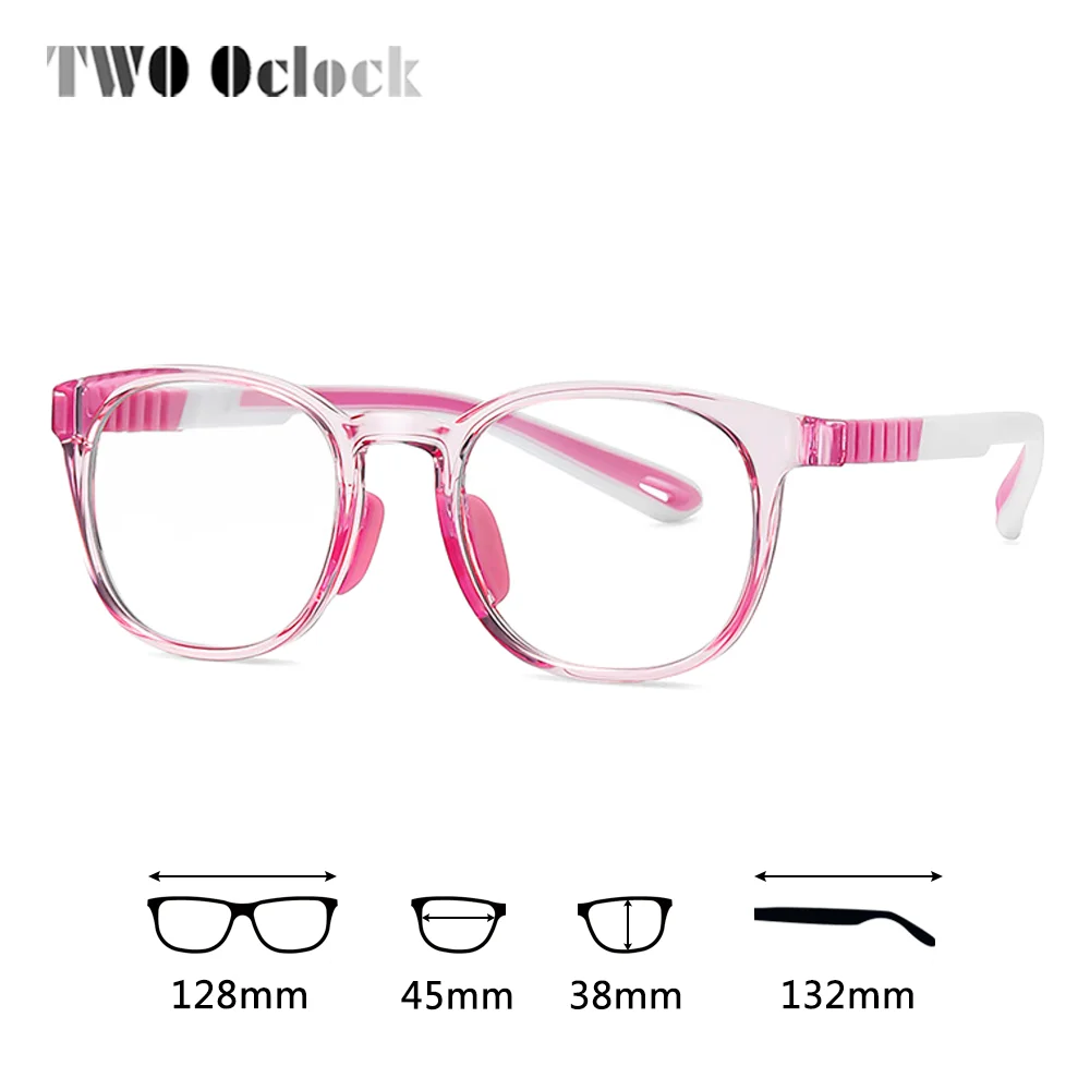 

TWO Oclock Anti Radiation Glasses for Kids Blue Light Protection Transparent Pink Medical Prescription Optical Spectacles Frames
