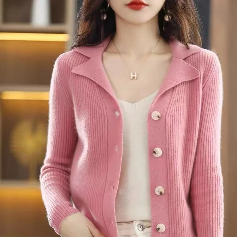 

Knitted Top for Women Cardigan Pink Ladies Sweaters Winter Button Y2k Vintage Autumn 2023 Economics Free Shipping Offers Sale