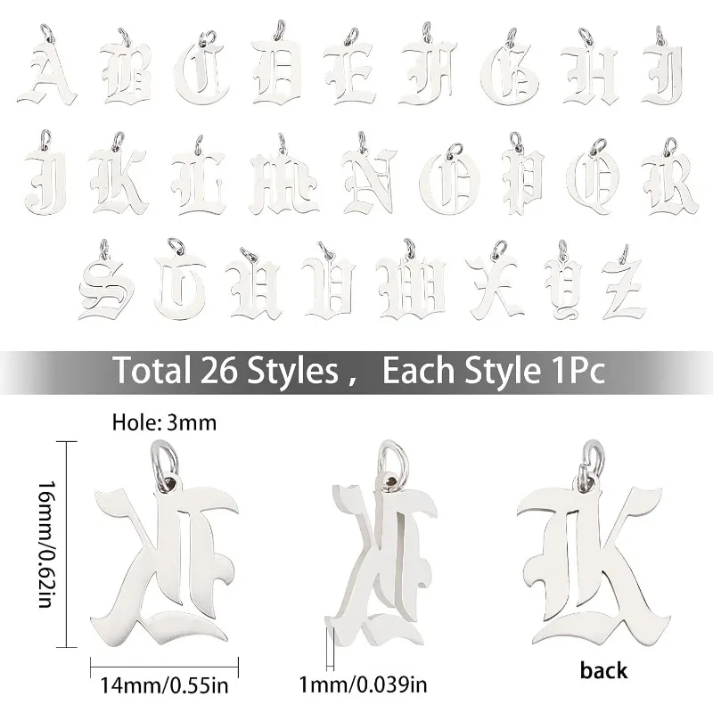Металлические Подвески В Готическом Тибетском Стиле С 26 Буквами Алфавита