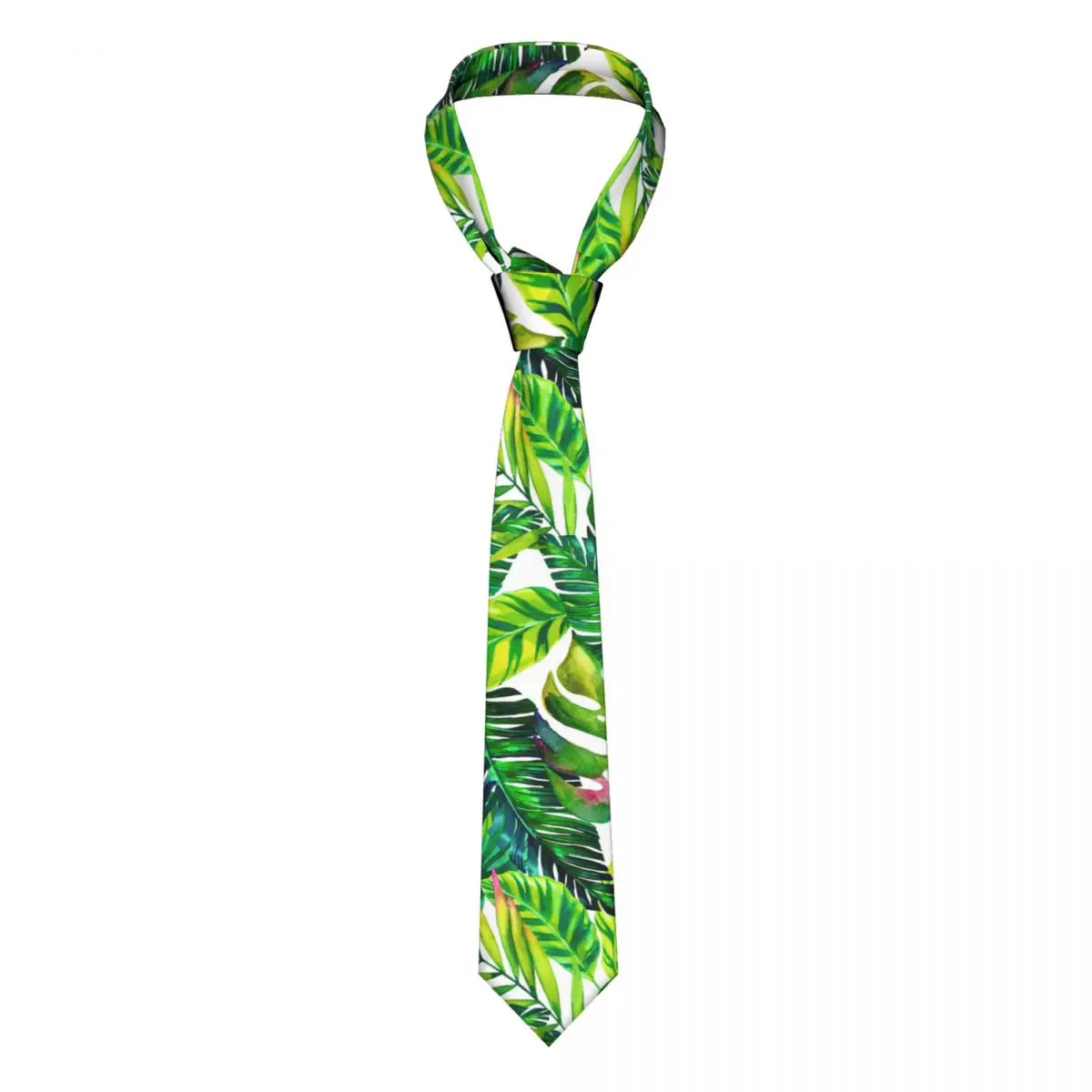 

Green Palm Leaves Tie Tropical Plants Print For Man Printed Neck Ties Gift Shirt Office Polyester Silk Cravat
